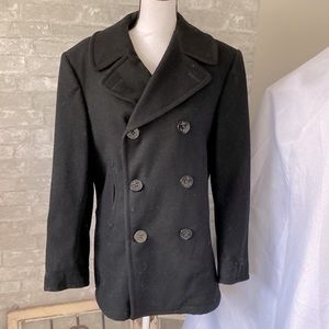 Original Vintage wool Navy pea coat jacket
